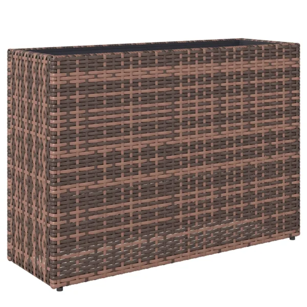 Outsunny 45L Outdoor Rattan Raised Garden Bed with Drainage Holes and Adjustable Feet, Brown