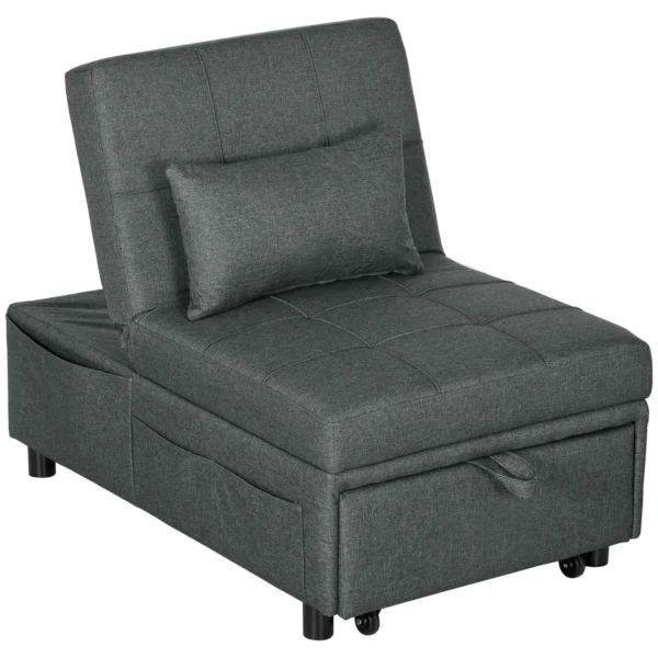 4-in-1 Reclining Single Sofa Bed, Grey