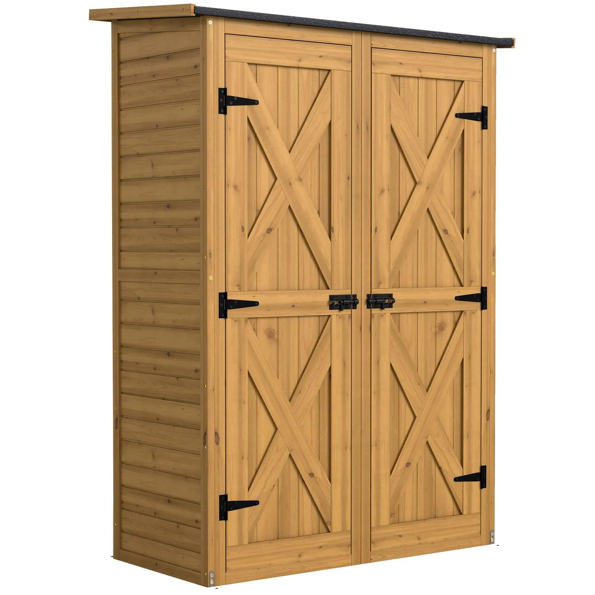 Outsunny Brown Wooden Shed, Tool Storage with 2 Shelves