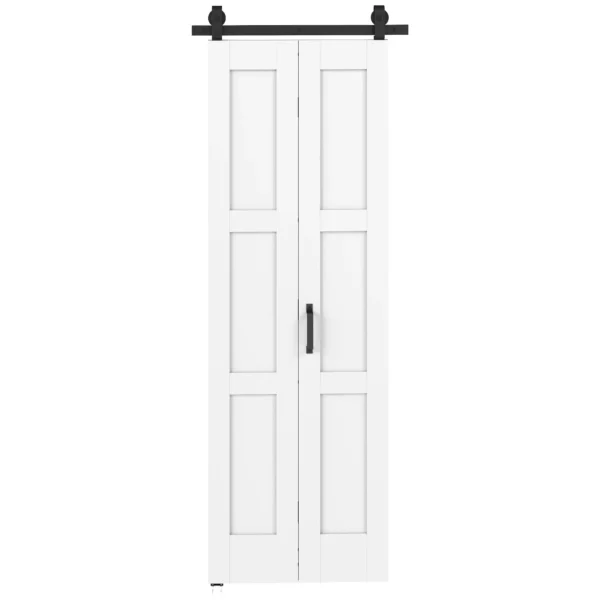Door 71x213cm, Rustic Style, Assembly Kit, Handle, White Wood Effect.