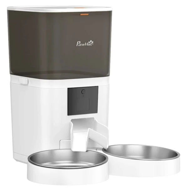 PawHut 6L Automatic Cat Food Dispenser, WiFi 2.4G, App Control with Timer, 1-10 Meals per Day, 10s Recorder, 2 Stainless Steel Bowls