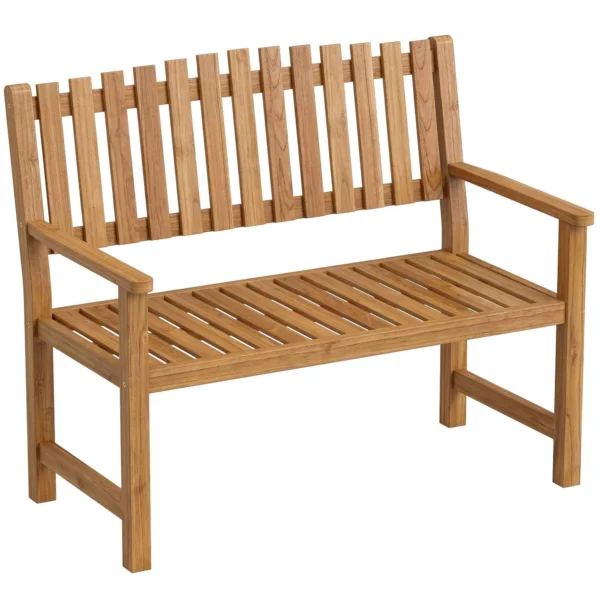 Outsunny 2-Person Garden Bench, FSC Acacia Wood, Slatted Seat and Backrest, Natural