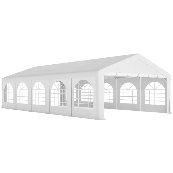Outsunny 10x5 m Garden Tent with 10 Removable Side Walls, in PE and Galvanized Metal, White
