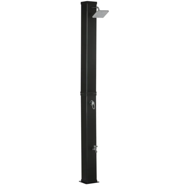 Outsunny 40L Solar Garden Shower with 60°C Temperature, Rotating Shower Head and Foot Tap, Black