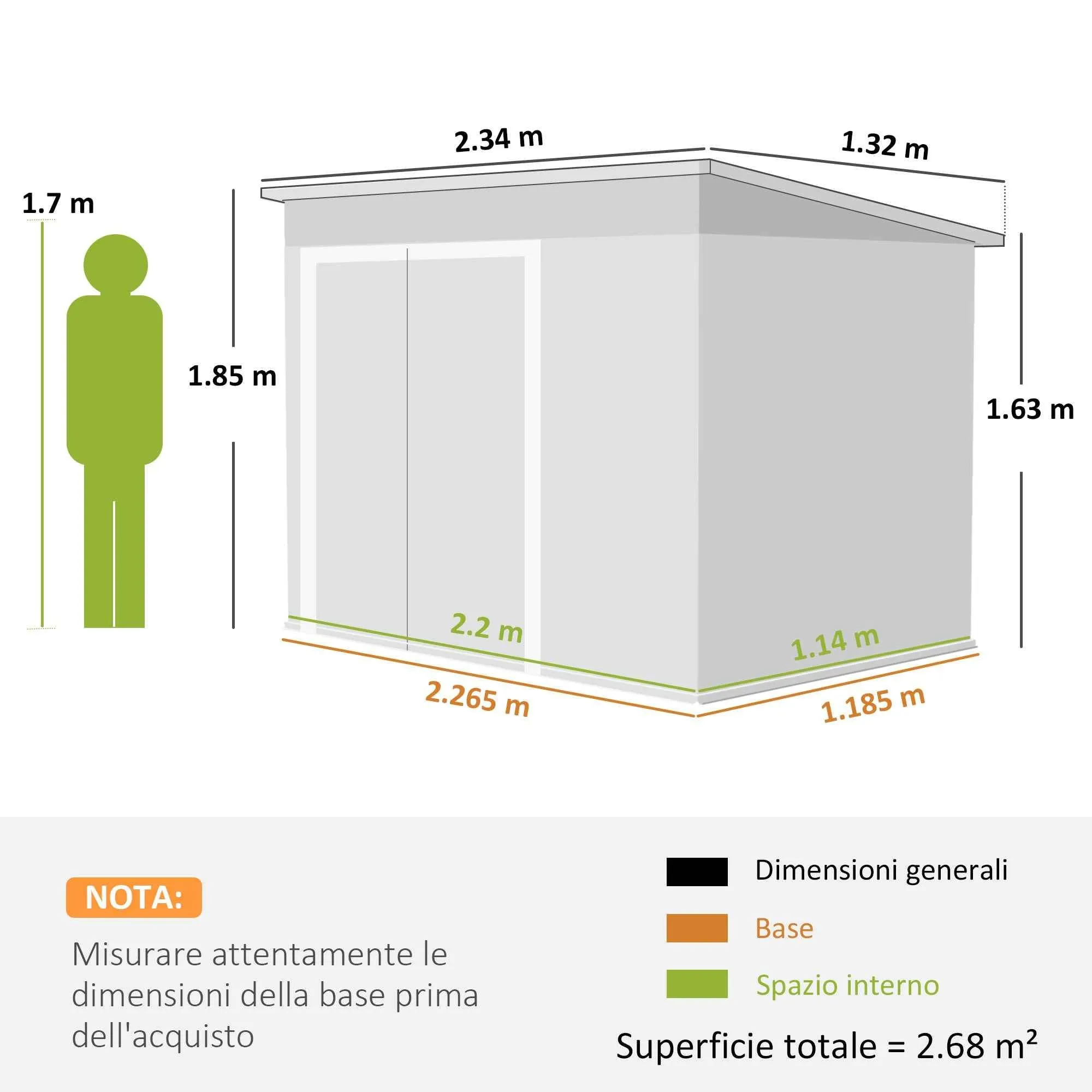 Outsunny Steel Garden Shed with 3 Lockable Doors, 234x132x185 cm, Dark Grey - Image 3