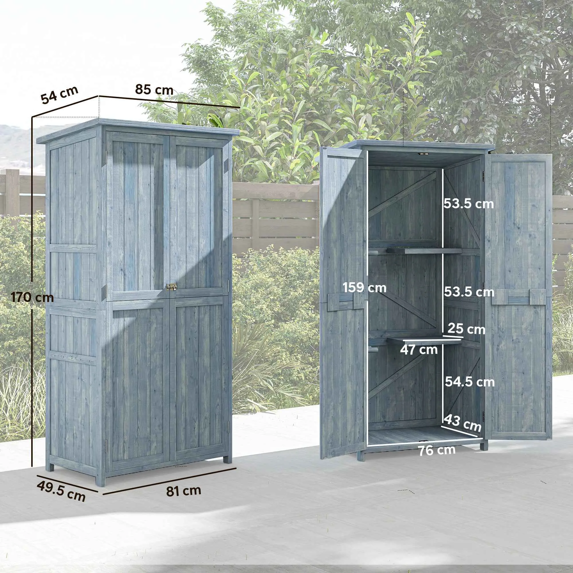 Outsunny Outdoor Storage Cabinet, Tool Shed with 2 Shelves - Image 3
