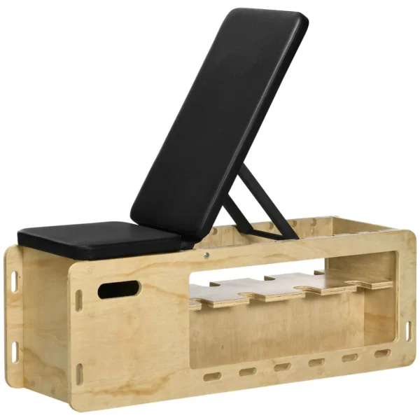 HOMCOM Multifunctional Bench with Adjustable Backrest, Storage Compartment, Rack for Weights and Elastic Bands, Wood