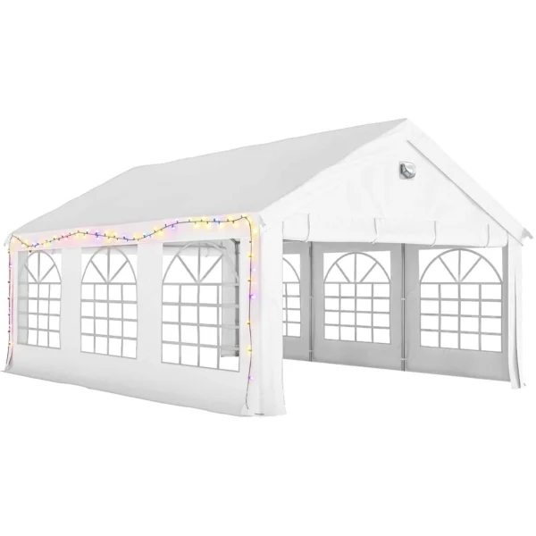 Outsunny 4x6m Party Tent with Windows and 4 Removable Side Walls, Steel and PE, White