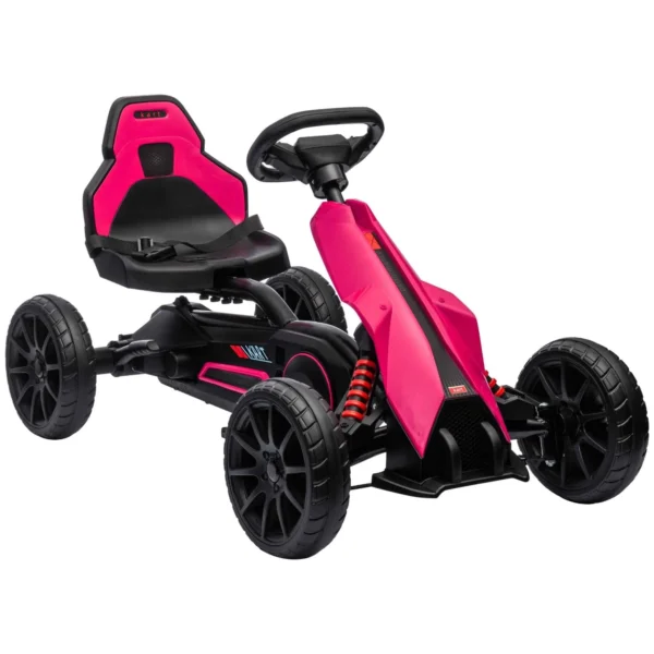 Pedal Go Kart for Kids Ages 3-8 with Adjustable Seat and EVA Wheels, 100x58x58.5 cm, Pink and Black