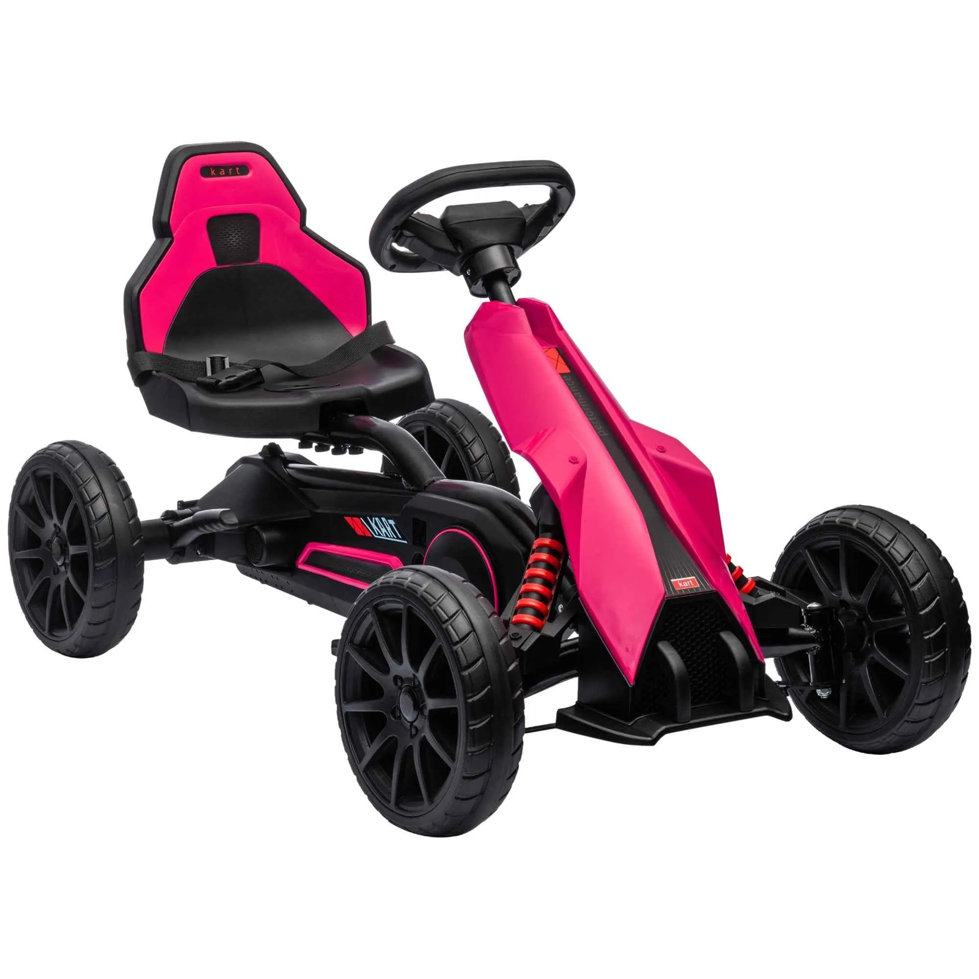 Pedal Go Kart for Kids Ages 3-8 with Adjustable Seat and EVA Wheels, 100x58x58.5 cm, Pink and Black