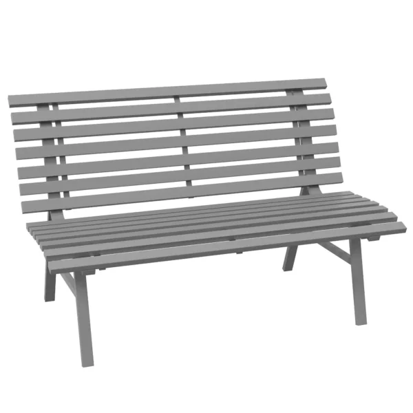 Outsunny 2-Seater Garden Bench with Aluminum Slats, 123x67x79 cm, Gray
