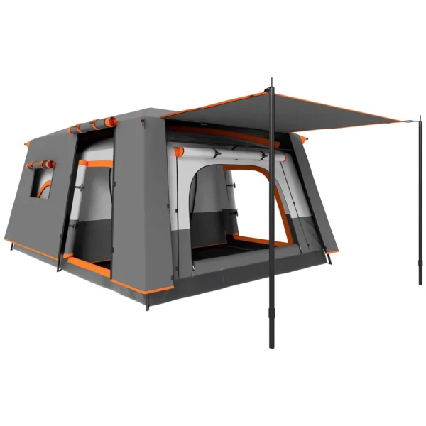 Outsunny 4-6 Person Camping Tent with 2 Bedrooms and Veranda, Waterproof and UPF 30+, Carry Bag, Grey