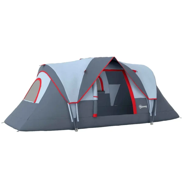 Outsunny 6-Person Water-Repellent Camping Tent with UV Protection, Fiberglass Poles, 4.55 x 2.2 x 1.8 m, Grey