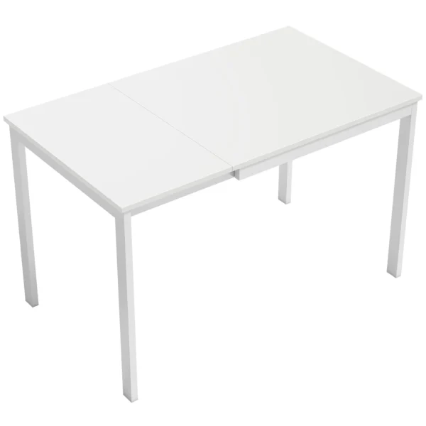 Space-Saving Rectangular Extendable Dining Table, 80-120cm, White