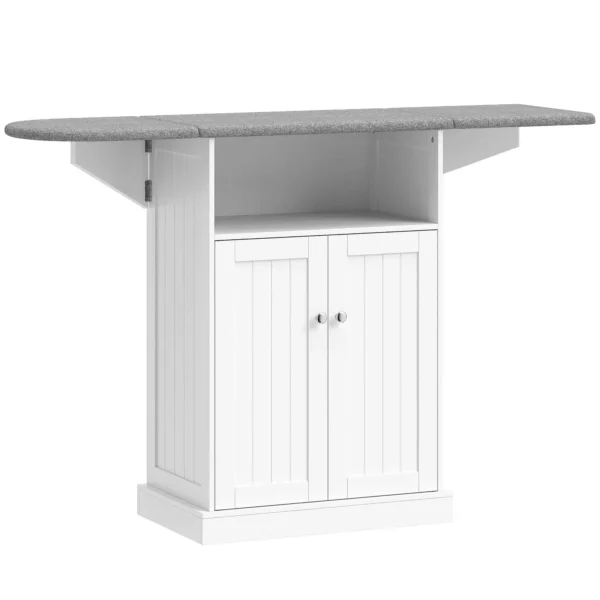 Ironing Cabinet with Folding Ironing Board and Cabinet, 131x37x88.5 cm, White