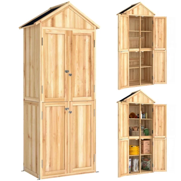 Outsunny Outdoor Tool Cabinet with Removable Shelves