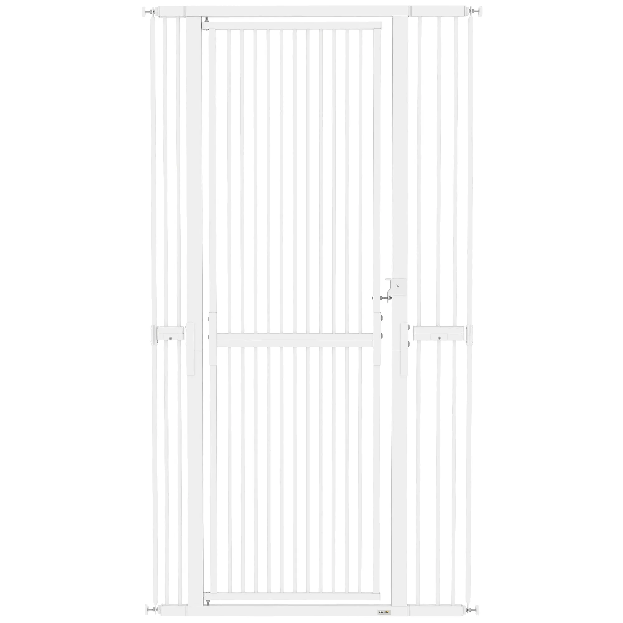 PawHut 180cm High Dog and Cat Gate, Extends from 76-104cm and Push-fits, White