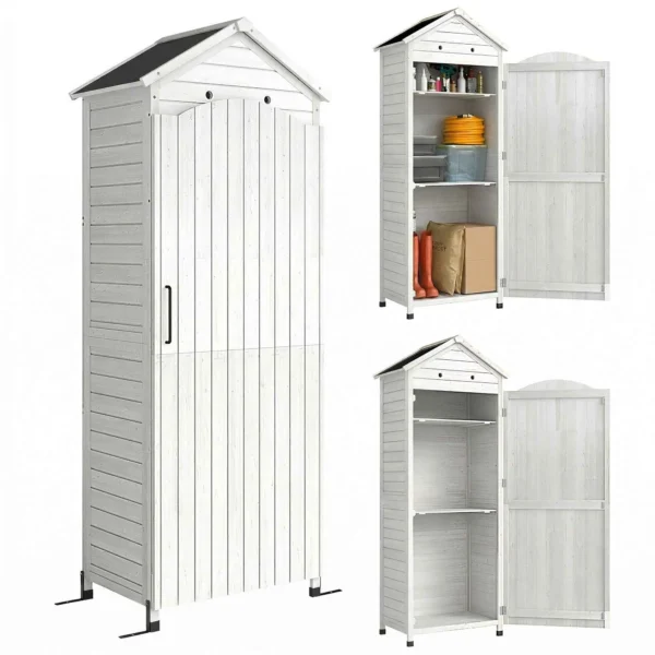 Outsunny Wooden Garden Shed, Storage Room with Adjustable Shelves and Galvanized Roof.