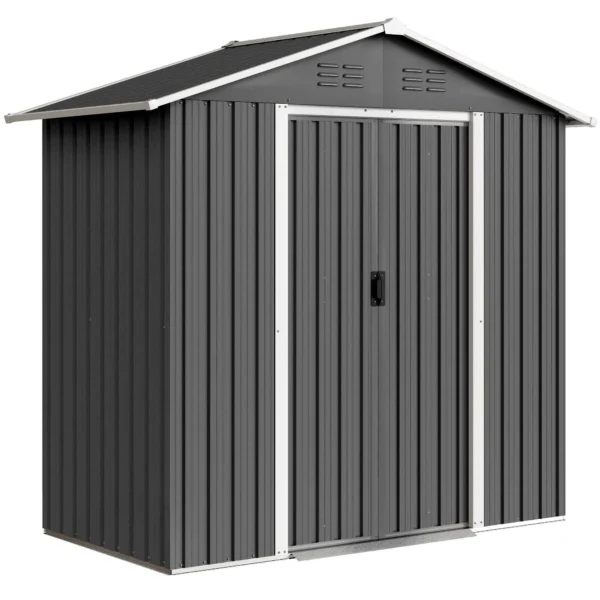 Outsunny Garden Shed Steel Tool Storage Shed 194x107x191 cm, Grey