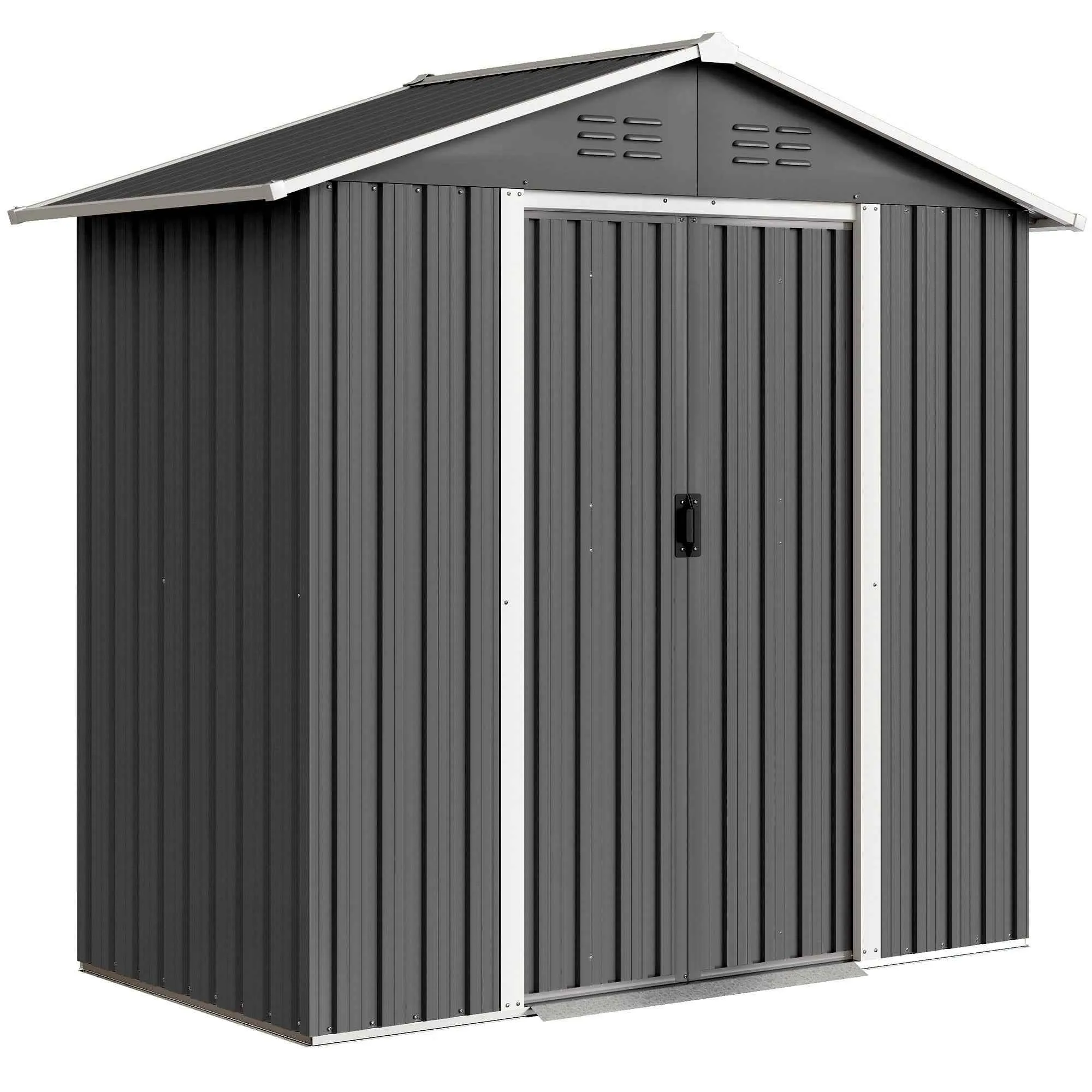 Outsunny Garden Shed Steel Tool Storage Shed 194x107x191 cm, Grey
