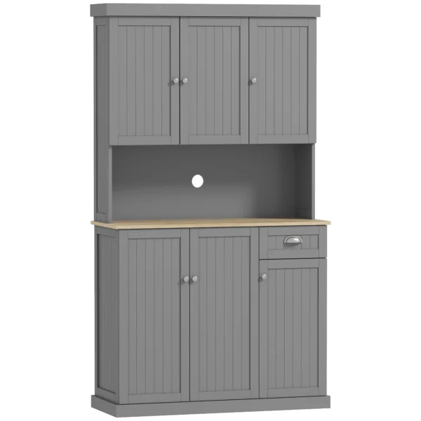 Country Kitchen Cabinet Sideboard with Adjustable Shelves 101x39x180cm Grey