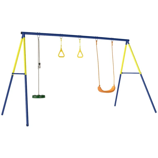3-in-1 Garden Swing for Children 3-8 Years, Made of Steel and PE, 285x160x181 cm, Multicolored