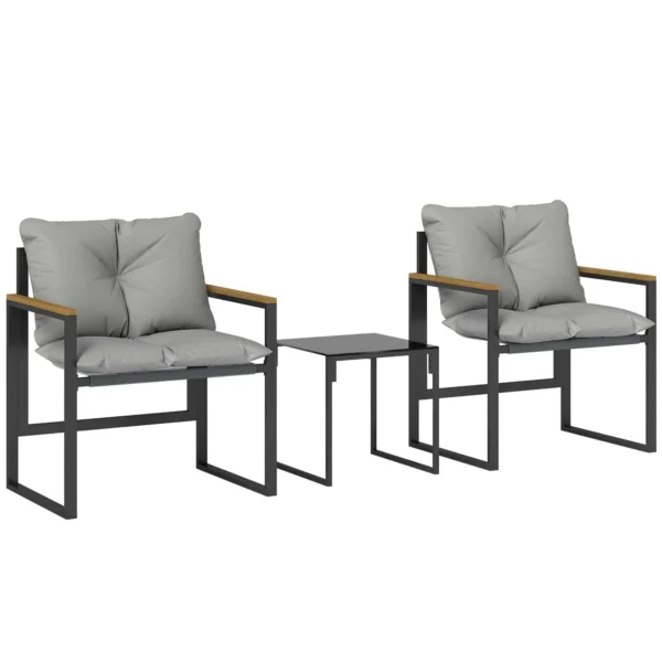 Outsunny 3-Person Metal Outdoor Table and Chair Set with Thick Cushions, Multicolor