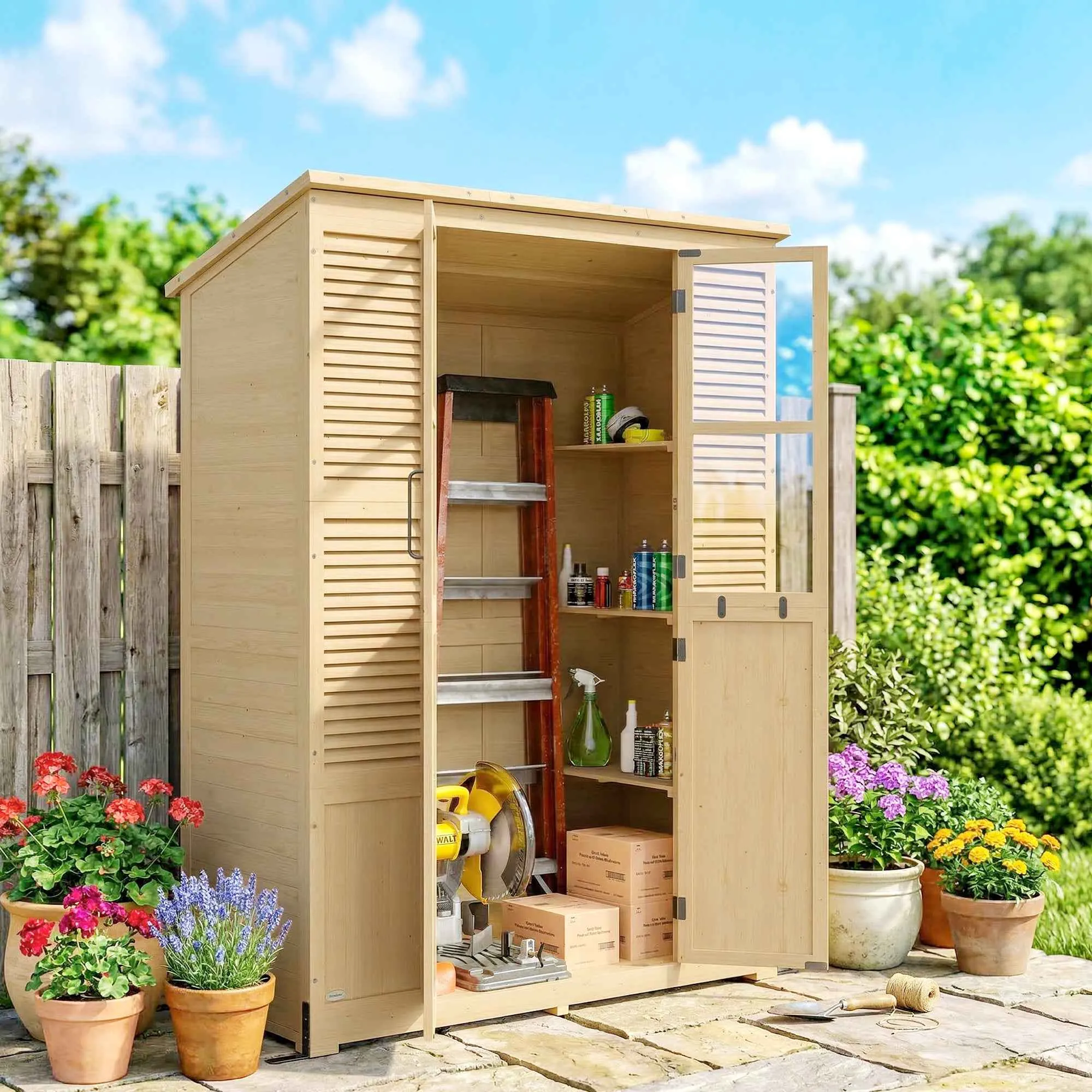 Outsunny Walk-in Garden Shed with Floor and 4 Windows - Image 2
