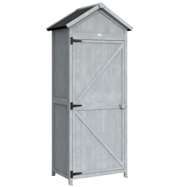 Outsunny Wooden Shed, 77x52.5x178cm, Wardrobe with Folding Workbench