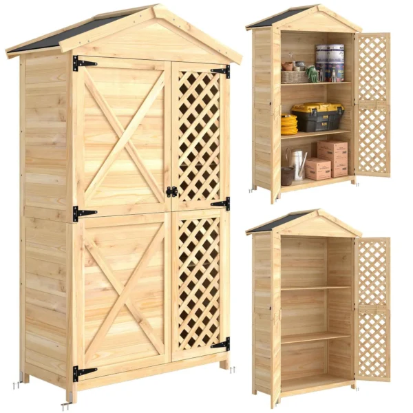 Outsunny Outdoor Cabinet: Garden Shed with Ventilated Door and Anti-Tip Kit.