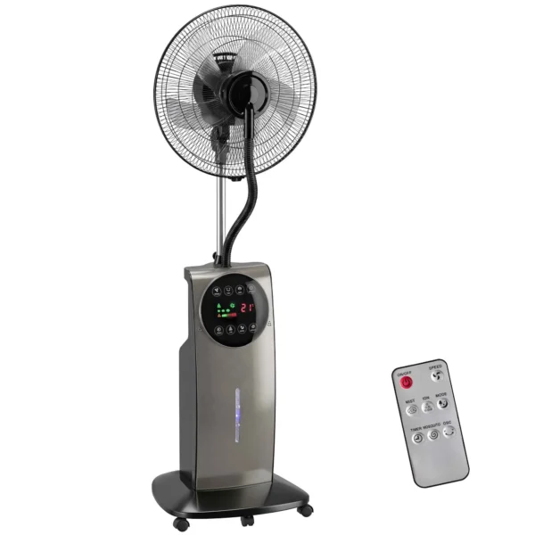 Misting Fan with 3.1L Tank, 3 Modes and 3 Speeds, Wheels, 70° Oscillation, 10° Tilt, 12h Timer, 90W