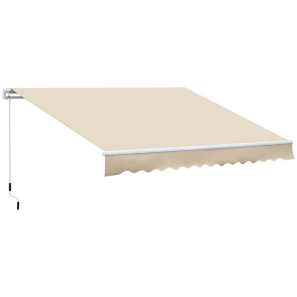 Outsunny Outdoor Awning with Crank Arms, 350x250 cm, Cream