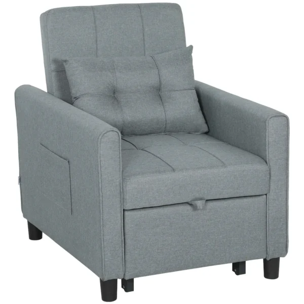Folding Convertible Sofa Bed with Adjustable Backrest and Cushion, Grey