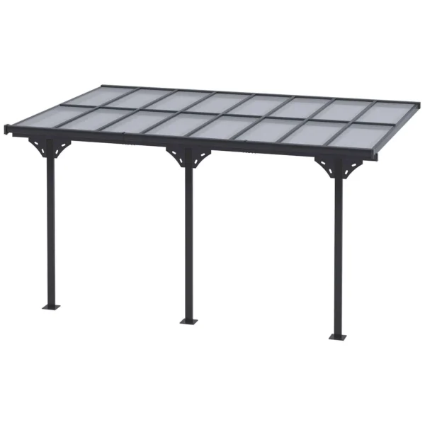 Outsunny 4.4x3m Adjustable Garden Pergola in Polycarbonate and Aluminum, Grey