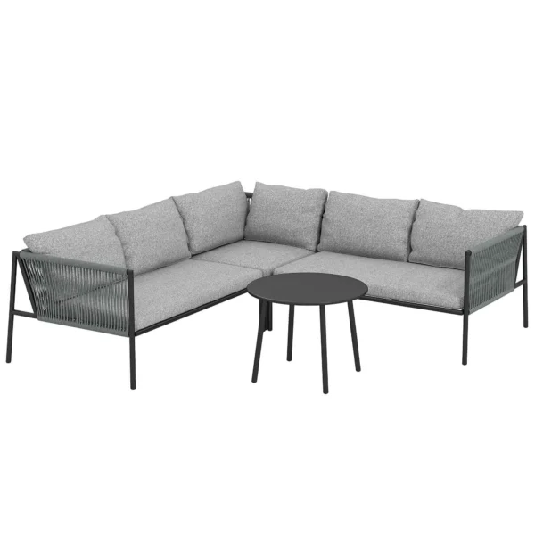 Outsunny Rattan Garden Lounge Set with Modular Corner Sofa, Coffee Table, and Cushions, Grey