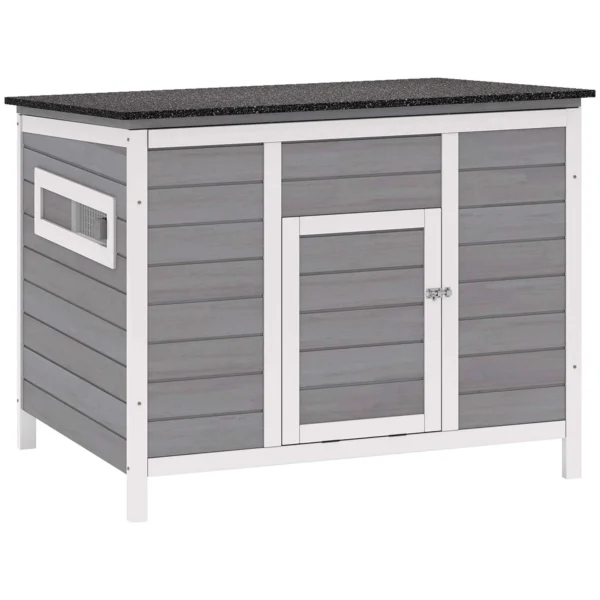 PawHut Duck House with Opening Roof, Windows and Ramp, Wooden, 93x70x72 cm, Multicolored