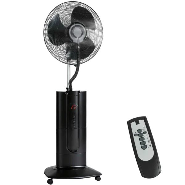 3-in-1 Oscillating Pedestal Fan with Water Mist, Remote Control, and 9-Hour Timer, 45 x 38 x 130 cm, Black