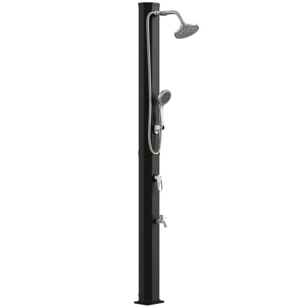 Outsunny 35L Solar Shower, Frost Protection, 2 Shower Heads, Foot Tap
