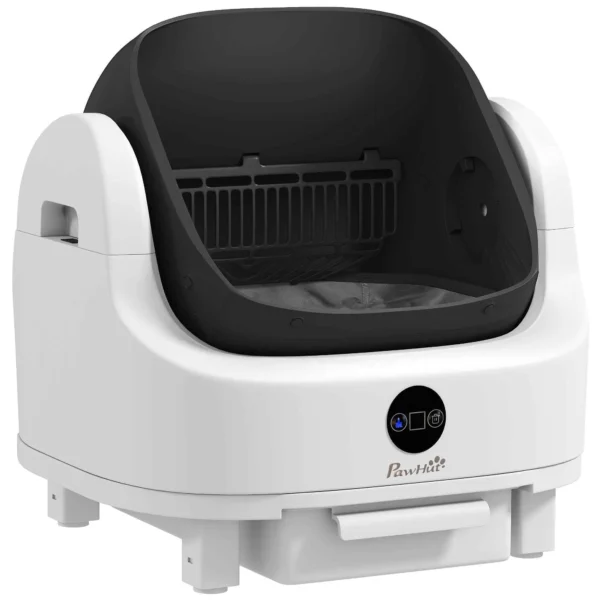 PawHut Self-Cleaning Cat Litter Box with Open Design, Safety Sensors and Deodorizer, White