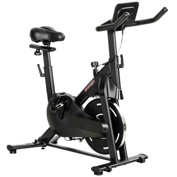 SPORTNOW Adjustable Magnetic Exercise Bike with LCD Display and Tablet Holder, Made of Steel and ABS, 103x49x98-112 cm, Black