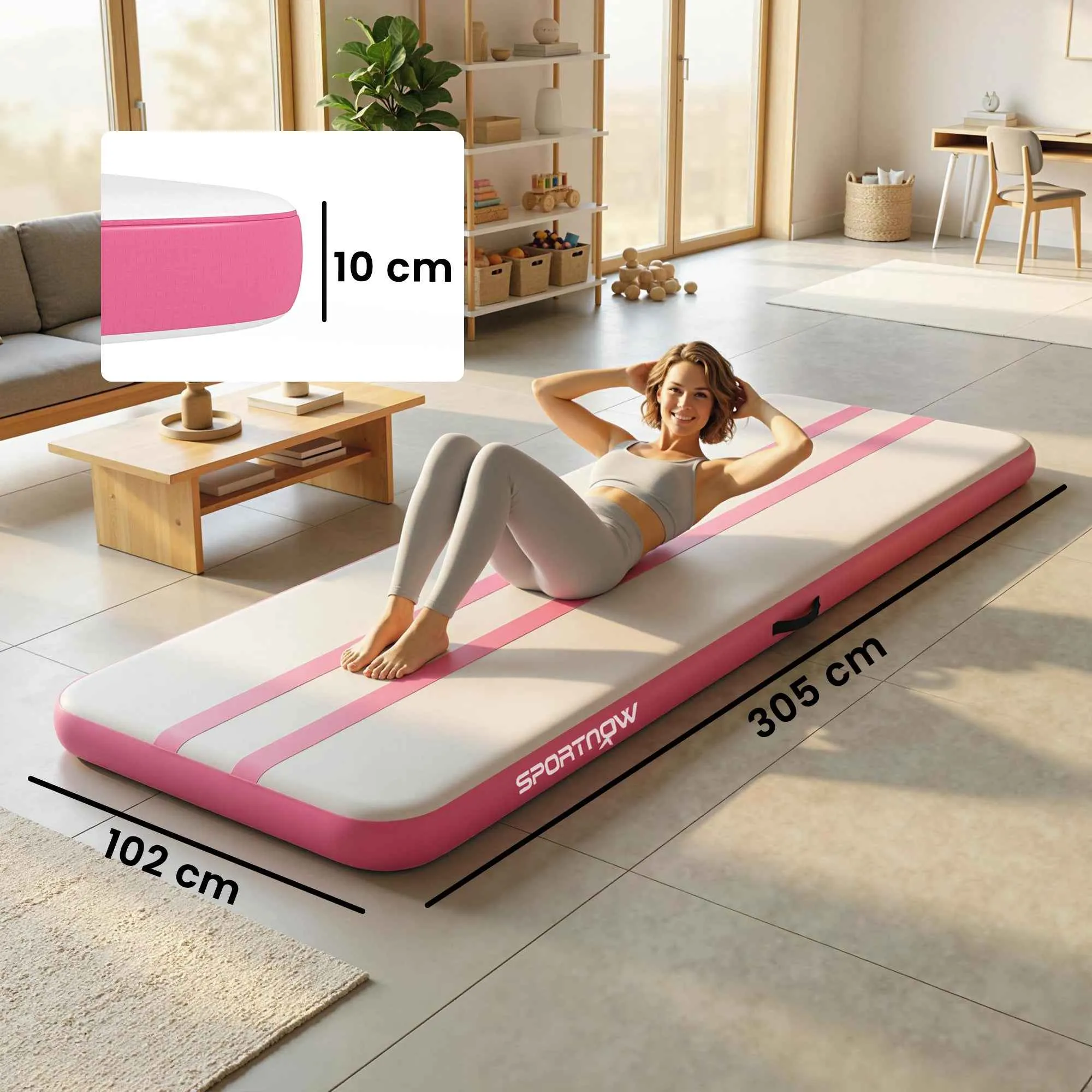 SPORTNOW Inflatable Gymnastics Mat, 3.05m with Electric Pump and Bag - Image 3