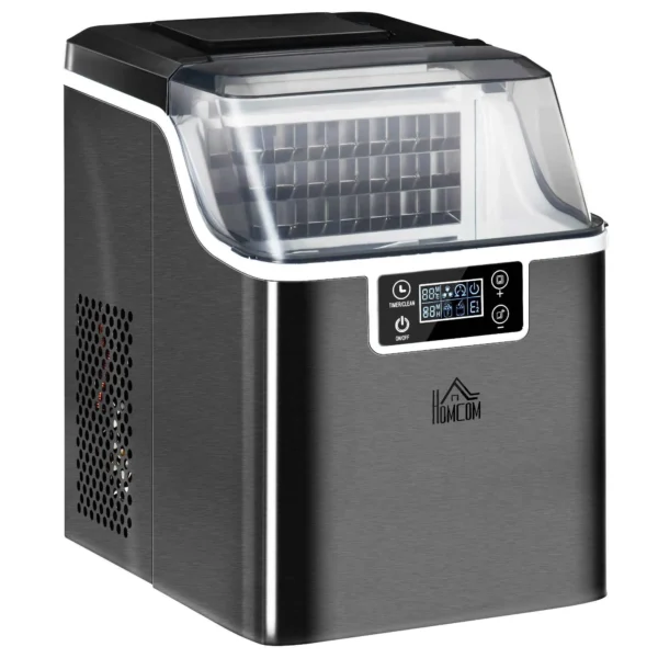 Ice Maker, 20kg in 24 Hours, 24 Cubes in 14-18 Minutes, Self-Cleaning System, Black