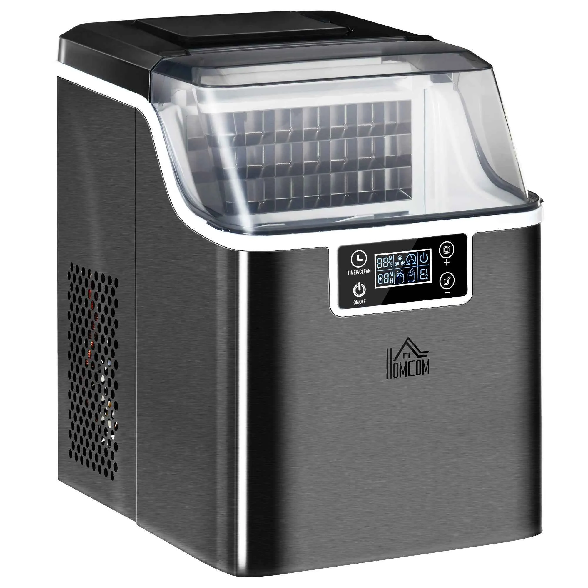 Ice Maker, 20kg in 24 Hours, 24 Cubes in 14-18 Minutes, Self-Cleaning System, Black