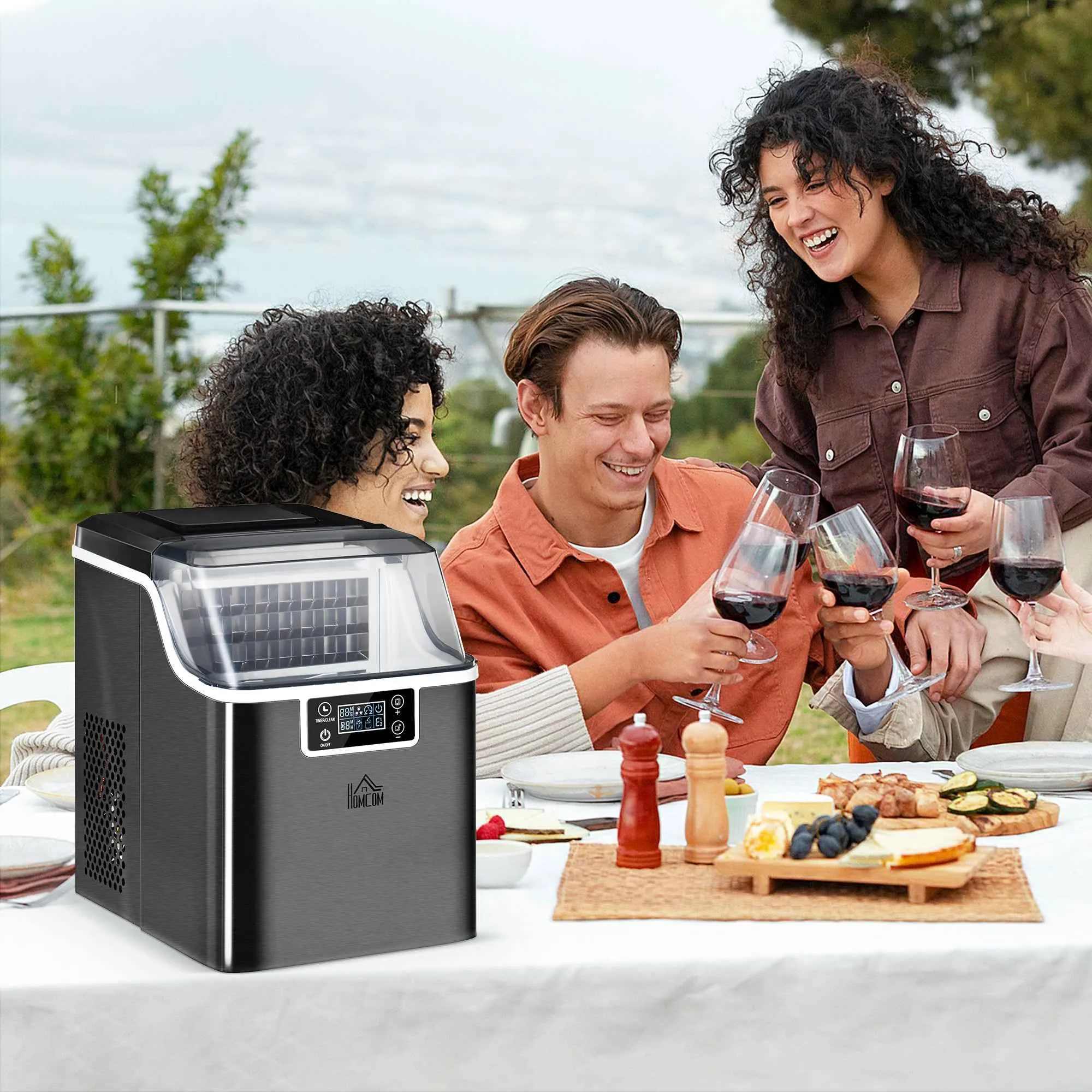 Ice Maker, 20kg in 24 Hours, 24 Cubes in 14-18 Minutes, Self-Cleaning System, Black - Image 2
