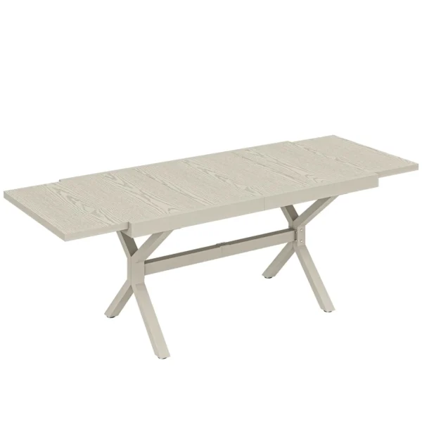 Extendable Garden Table for 8-10 People, in Aluminum and Steel, 154/214x85x73 cm, Gray