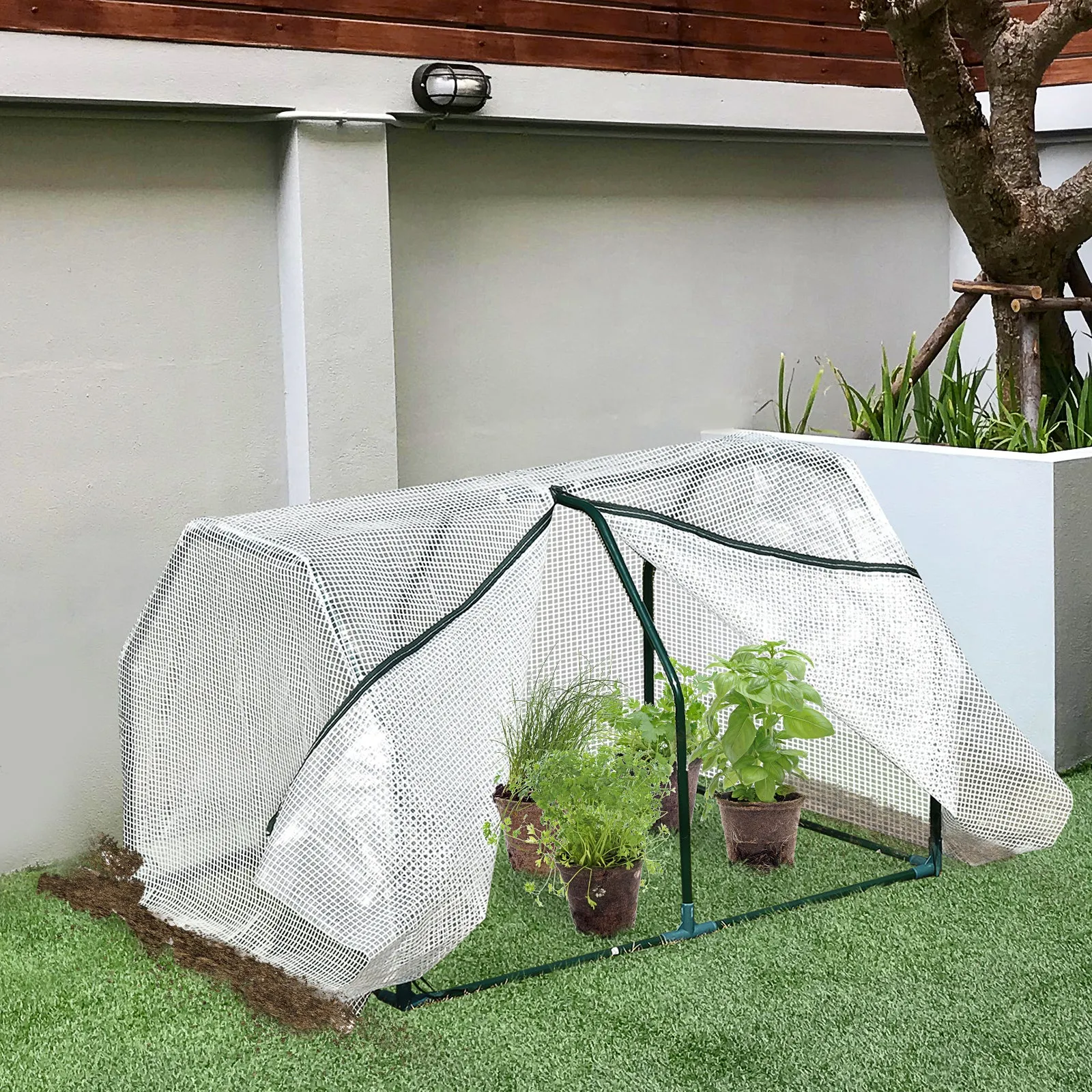 Mini Greenhouse for Garden and Balcony in PE Plastic and Steel with Zip Closure, 99x71x60 cm - Image 2