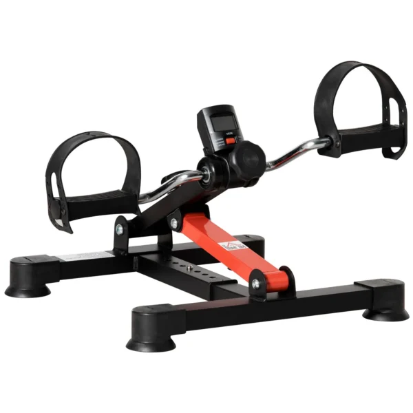 Mini Rehabilitation Bike with Adjustable Height and Resistance and LCD Display, Steel and ABS, Black and Red