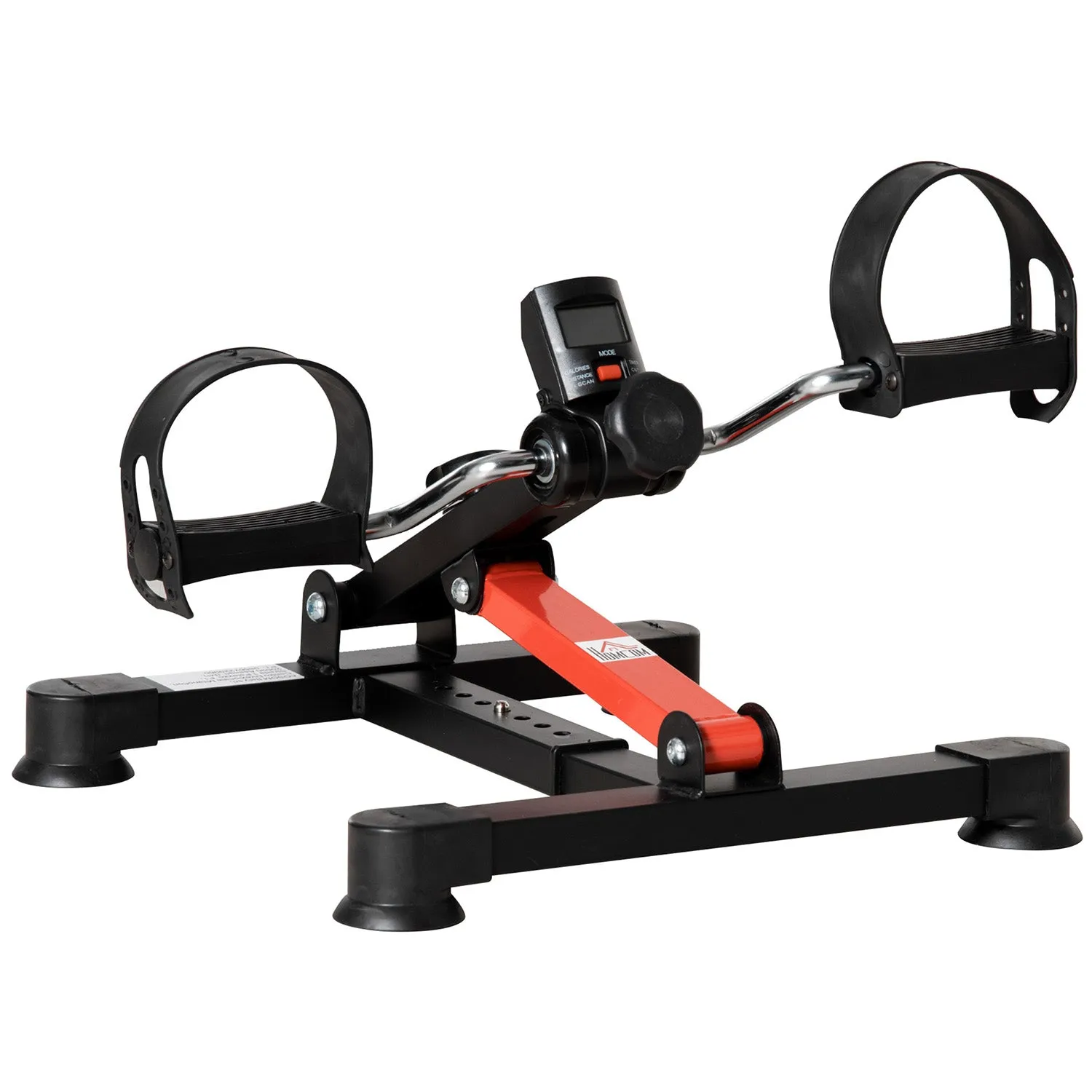Mini Rehabilitation Bike with Adjustable Height and Resistance and LCD Display, Steel and ABS, Black and Red