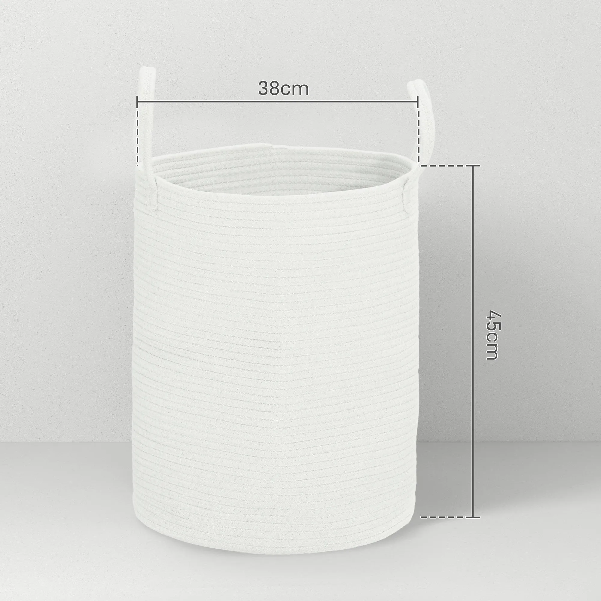 Portable and Foldable 36L Laundry Basket with Natural Cotton Handles, Ø38x45 cm, Cream - Image 3