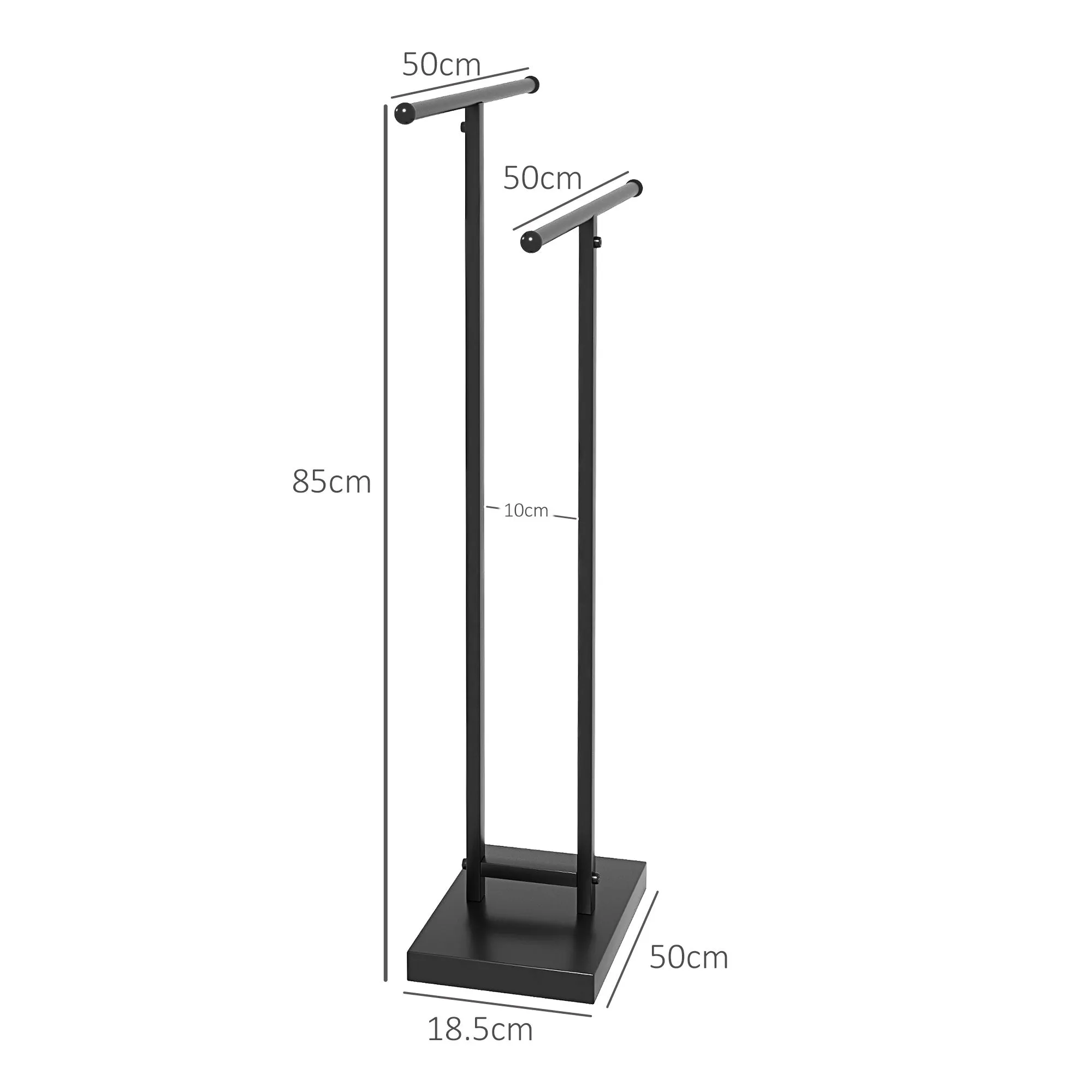 Freestanding Towel Holder for Bathroom with 2 Metal Bars, 50x18. 5x85cm, Black - Image 3